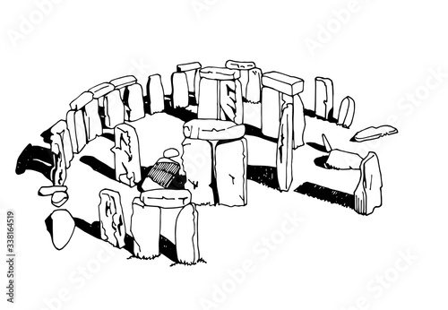 Graphical stonehenge isolated on white background,vector, England