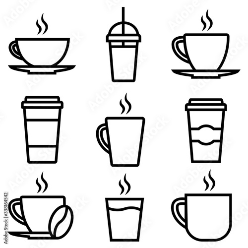 Coffee set line icon, logo isolated on white background