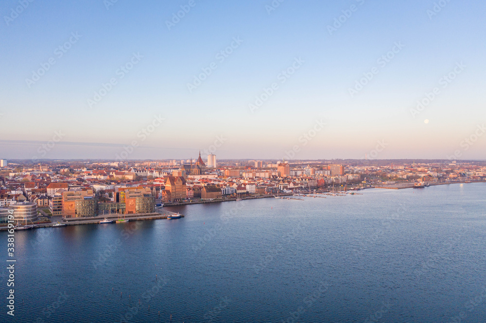 aerial view of rostock, city at the baltic sea