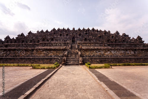 The temple complex of Borobudur on Java island, Indonesia