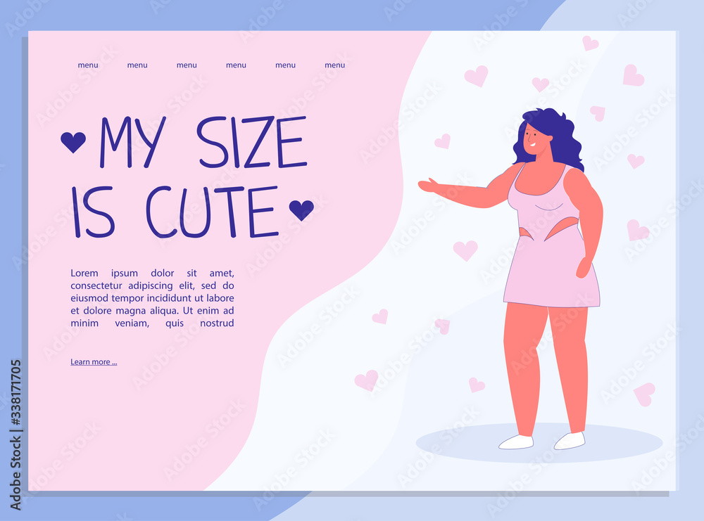 Young Beautiful Curvy Woman Landing Page Design