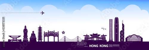 Canvas Print Hong Kong travel destination grand vector illustration.
