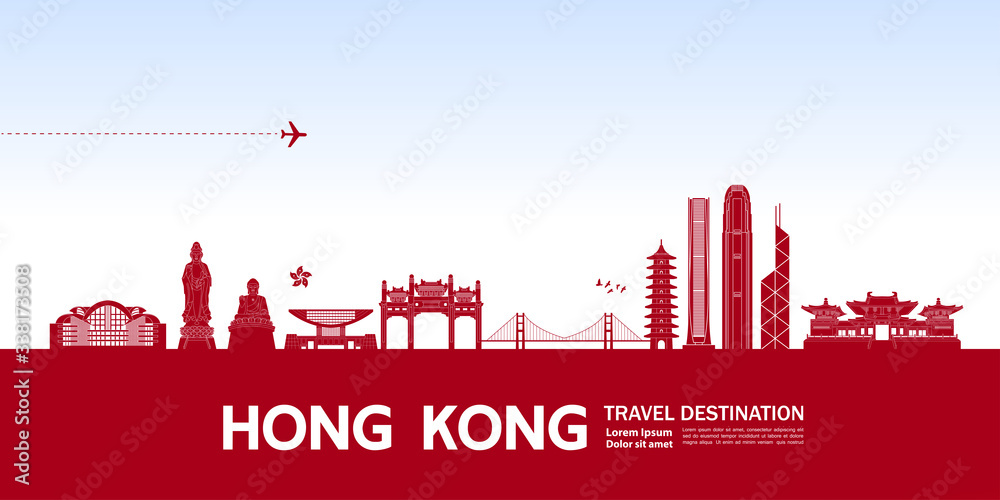 Hong Kong travel destination grand vector illustration. Stock Vector ...