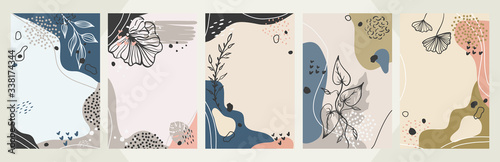 Abstract floral art vector cover background. Hand draw template