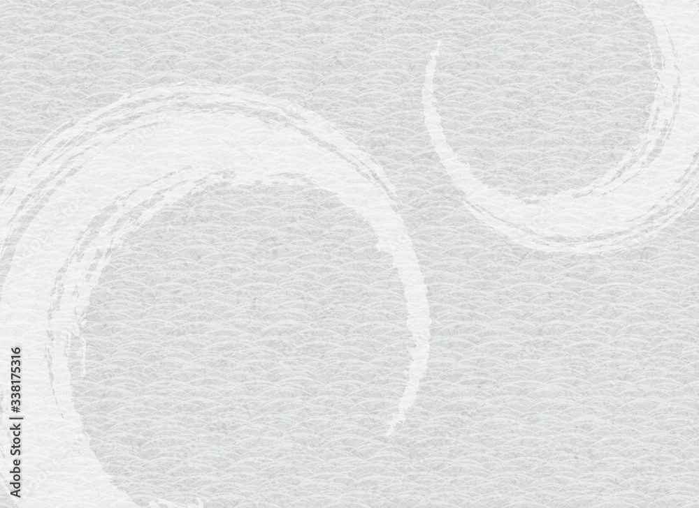 Obraz premium Pattern used for Japanese style background. Japanese style background pattern. 背景：和柄 和風 伝統 テクスチャ 屏風 ふすま 筆 丸 模様 灰色