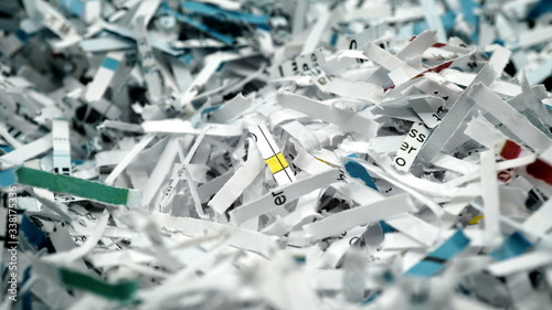 Konstfotografi paper scraps of shredded documents seen in detail