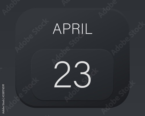 Design calendar 2021 year in trendy black style. Vector illustration symbol of a calendar. Stylish black gradient. Daily sign of the calendar for web site design, logo, app, UI/UX. Spring April