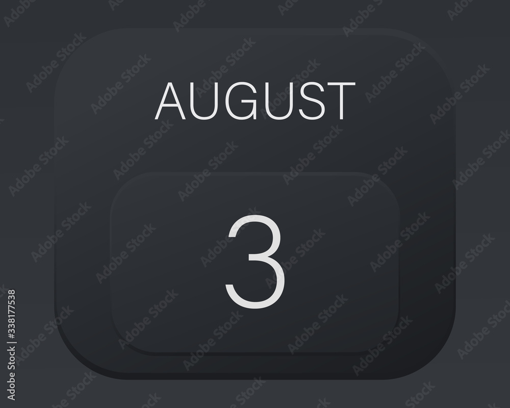 Design calendar 2021 year in trendy black style.Vector illustration symbol of a calendar. Stylish black gradient. Daily sign of the calendar for web site design, logo, app, UI/UX. Summer August Design calendar 2021 year in trendy black style.Vector illustration symbol of a calendar. Stylish black gradient. Daily sign of the calendar for web site design, logo, app, UI/UX. Summer August