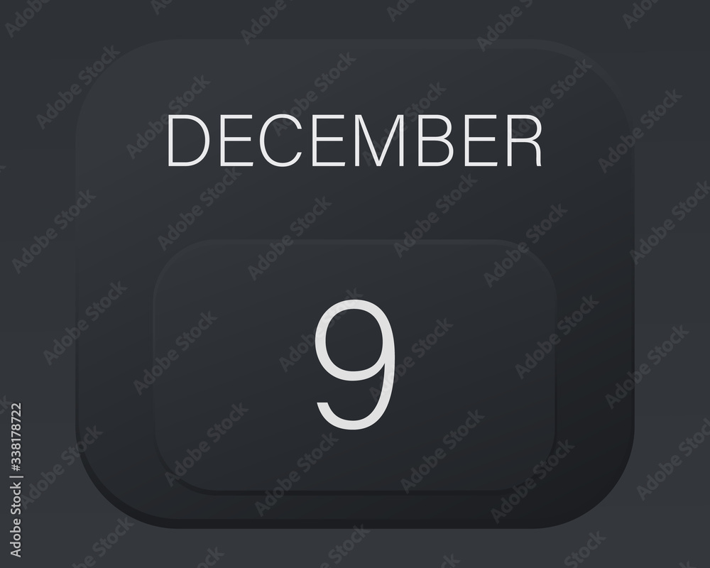 Design calendar 2021 year in trendy black style.Vector illustration symbol of a calendar.Stylish black gradient.Daily sign of the calendar for web site design,logo,app,UI/UX. Winter December Design calendar 2021 year in trendy black style.Vector illustration symbol of a calendar.Stylish black gradient.Daily sign of the calendar for web site design,logo,app,UI/UX. Winter December