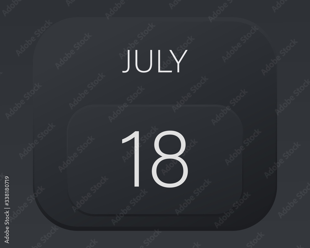 Design calendar 2021 year in trendy black style.Vector illustration symbol of a calendar. Stylish black gradient. Daily sign of the calendar for web site design, logo, app, UI/UX. Summer July Design calendar 2021 year in trendy black style.Vector illustration symbol of a calendar. Stylish black gradient. Daily sign of the calendar for web site design, logo, app, UI/UX. Summer July