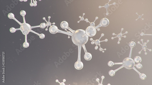 Molecular structure. Molecular chemistry, background with molecular element of the atom. Medical background. Genome at the molecular level, 3D illustration
