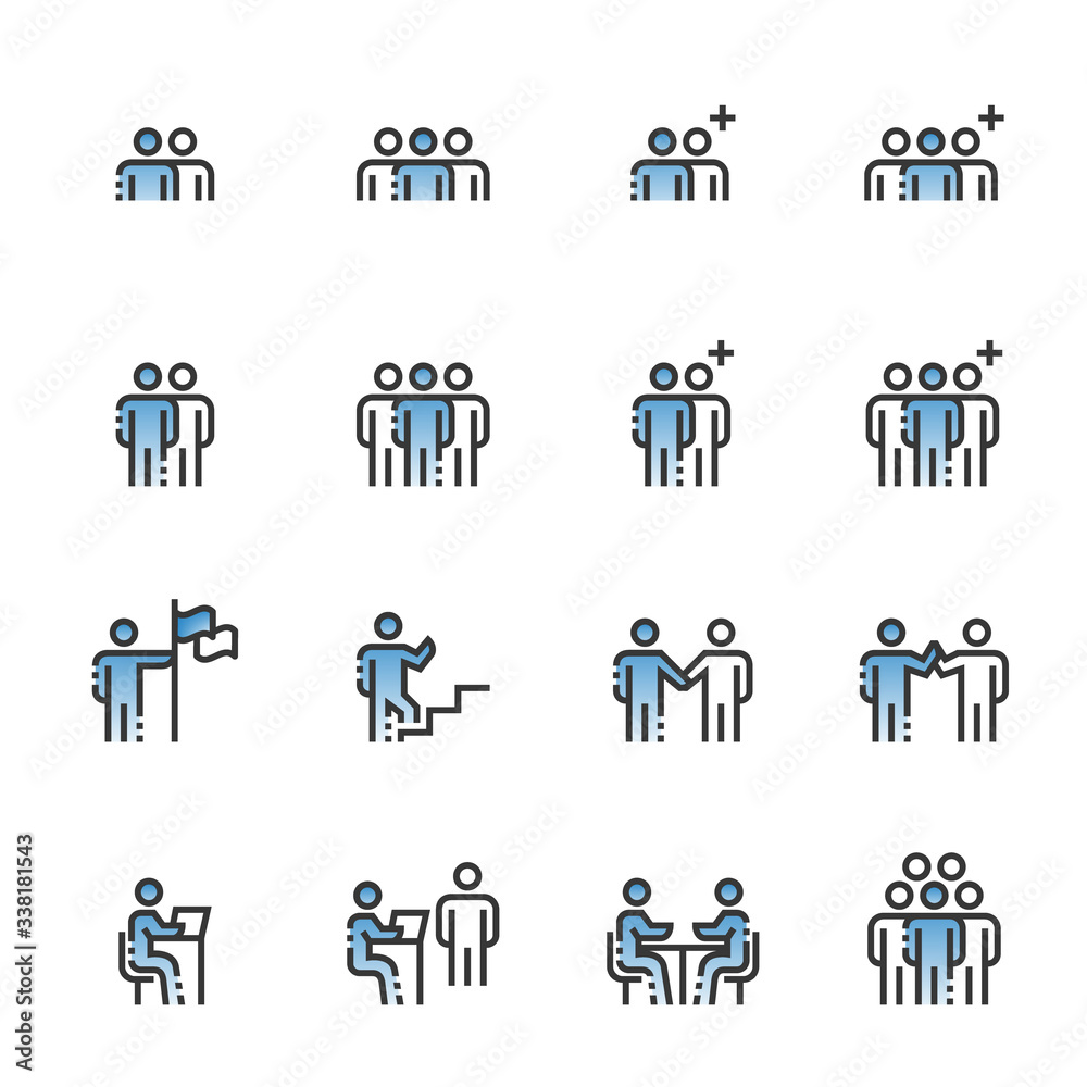 People Icons , Person work group Team , Symbol Perfect Design Simple Set For Using In Web site Infographics Logo Report , Omission Gradient Color Line Vector illustration People Icons , Person work group Team , Symbol Perfect Design Simple Set For Using In Web site Infographics Logo Report , Omission Gradient Color Line Vector illustration