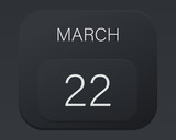 Design calendar 2021 year in trendy black style. Vector illustration symbol of a calendar.  Stylish black gradient. Daily sign of the calendar for web site design, logo, app, UI/UX. Spring March