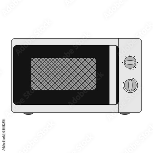 cartoon microwave front view. white background isolated vector illustration