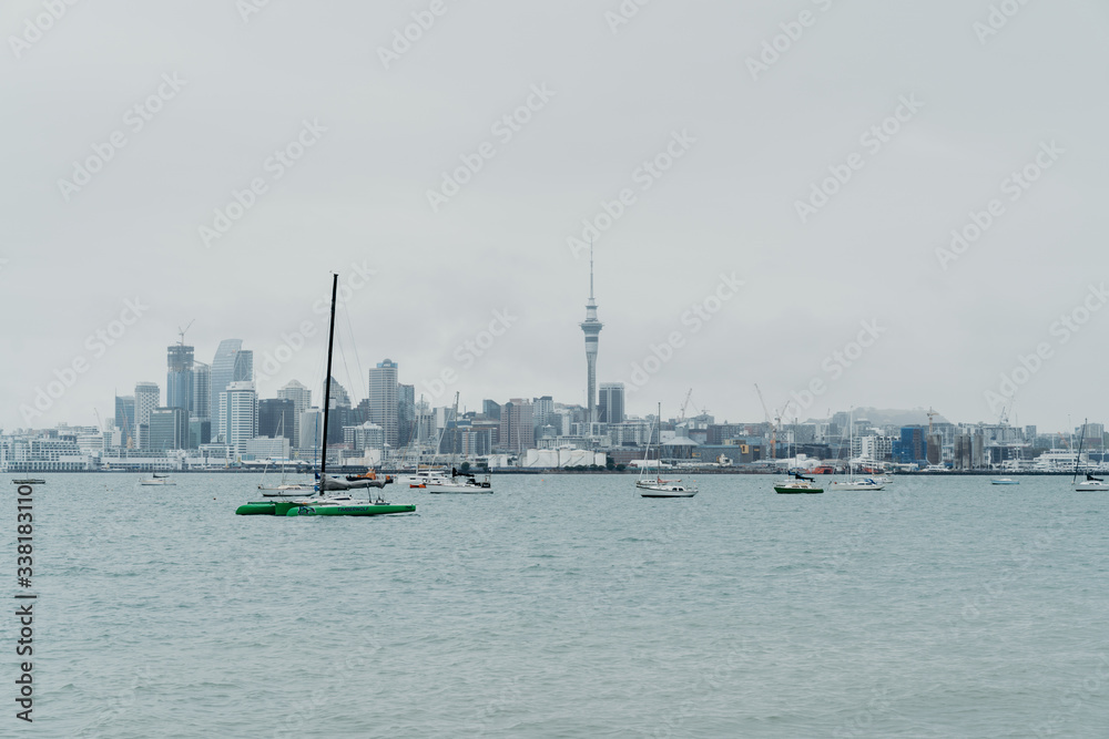 9/3/2020 Auckland city with sky tower. The famous landmark in North island, Auckland, New Zealand.