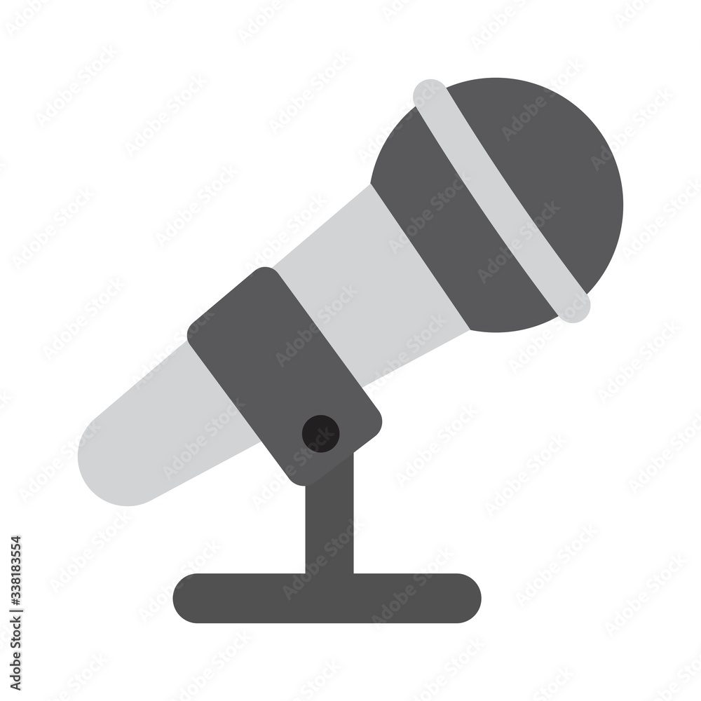 Microphone icon in flat style. Karaoke mic symbol. Music studio, singing song concept. Microphone icon in flat style. Karaoke mic symbol. Music studio, singing song concept.