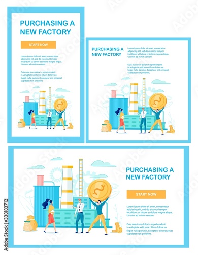 New Factory Franchising Webpage Banner Flat Set
