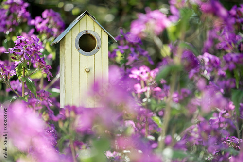 Foto Birdhouse in spring with flower