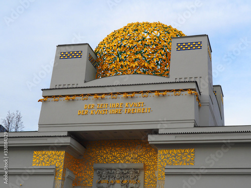 View of the Secession Building (Wiener Secessionsgebäude) in Vienna, Austria. It is is an exhibition hall built in 1898 by Joseph Maria Olbrich.