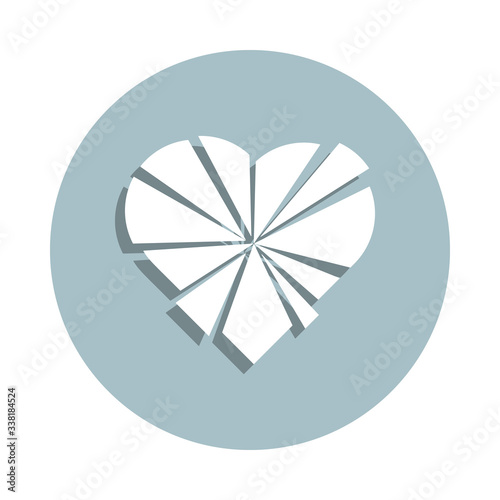 Heart flat, splinters badge icon. Simple glyph, flat vector of heart icons for ui and ux, website or mobile application