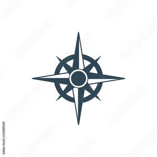 Blue compass rose. Europe protection. Cartography symbol. nautical geography. Stock Vector illustration isolated on white background.