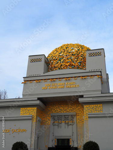 View of the Secession Building (Wiener Secessionsgebäude) in Vienna, Austria. It is is an exhibition hall built in 1898 by Joseph Maria Olbrich.