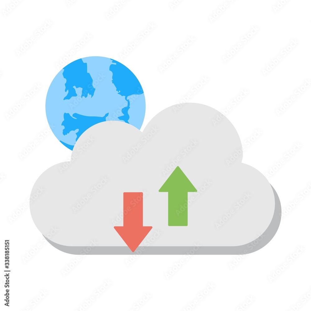 The download and upload to cloud icon. Flat icon design for perfect cloud computing concept. The download and upload to cloud icon. Flat icon design for perfect cloud computing concept.