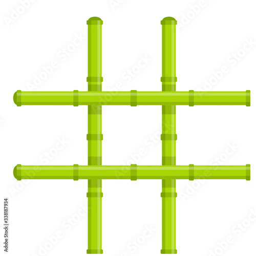 Bamboo. Green stem of plant. Asian Stick and branch. Ecology and freshness. Cartoon flat illustration. Abstract sign of grid and lattice