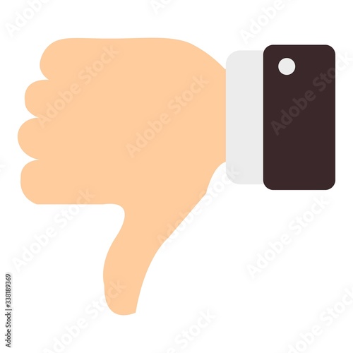 Business hand thumb down icon. Flat illustration of business hand thumb down vector icon for web design