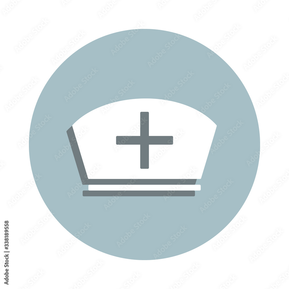 Nurse cap badge icon. Simple glyph, flat vector of blood donation icons for ui and ux, website or mobile application Nurse cap badge icon. Simple glyph, flat vector of blood donation icons for ui and ux, website or mobile application