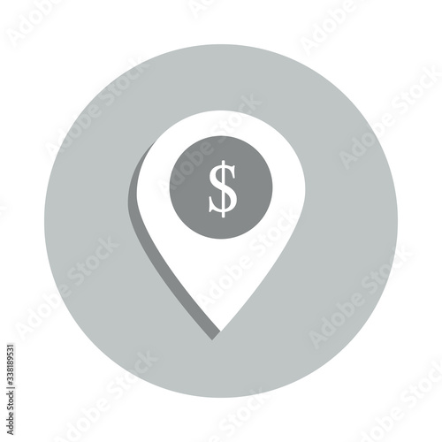 Free Download bank in map pin badge icon. Simple glyph, flat vector of Banking icons for ui and ux, website or mobile application - GFXLoad