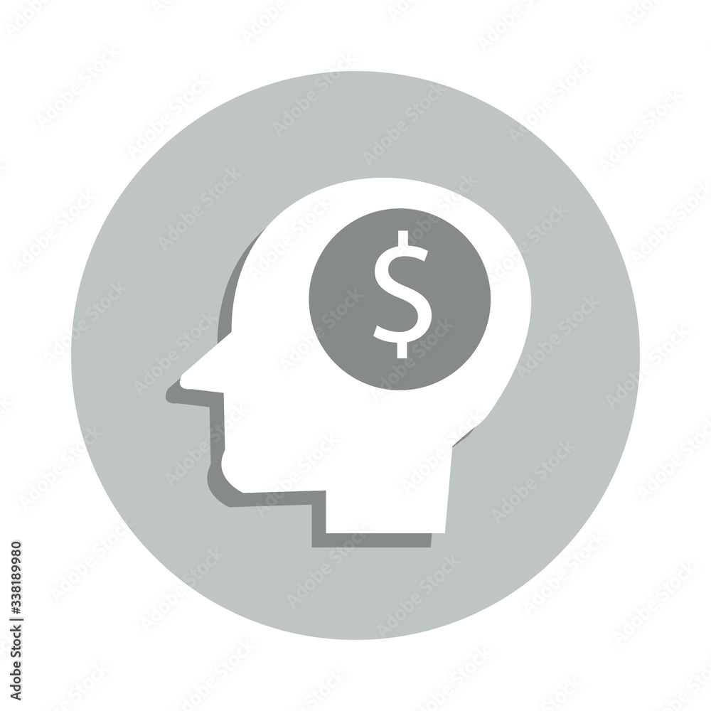 money in head badge icon. Simple glyph, flat vector of Banking icons for ui and ux, website or mobile application money in head badge icon. Simple glyph, flat vector of Banking icons for ui and ux, website or mobile application
