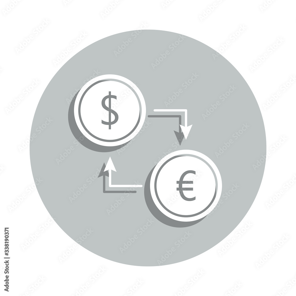 currency exchange badge icon. Simple glyph, flat vector of web icons for ui and ux, website or mobile application currency exchange badge icon. Simple glyph, flat vector of web icons for ui and ux, website or mobile application