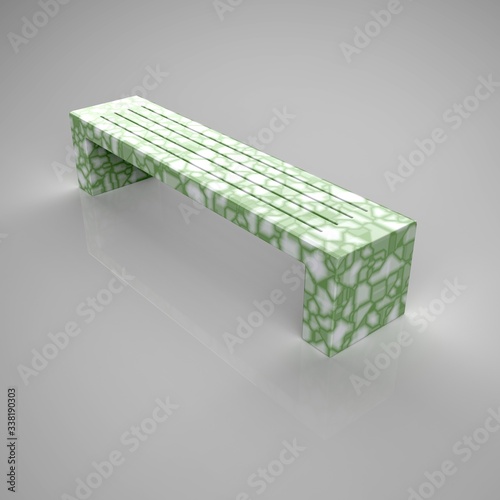 3d render bench Betonbank-Bituma-83 Green Terrazzo Floor