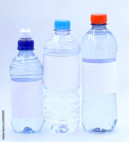 Drinking water bottle on white background