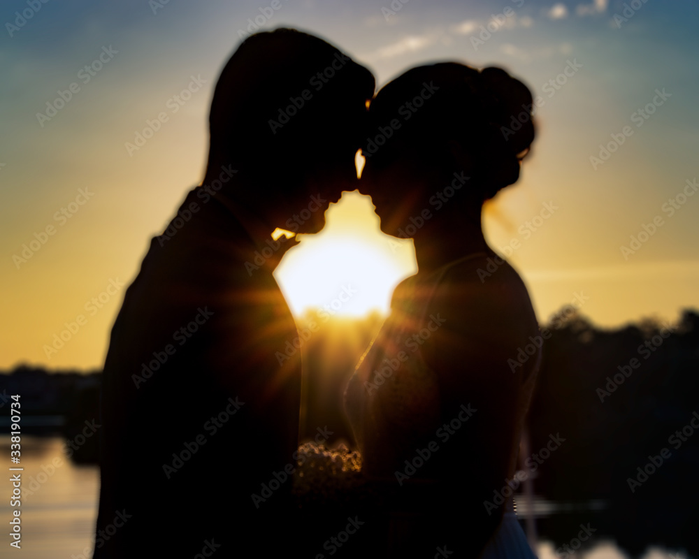 Wedding couple in the sunset
