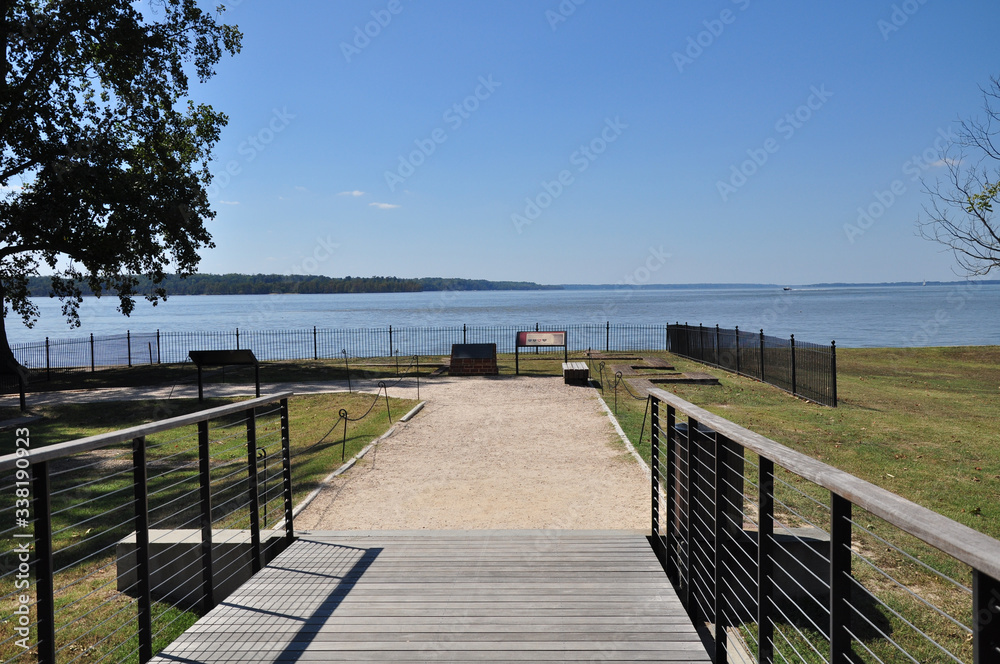 The path and boardwalk leading to the landing site on the James River.