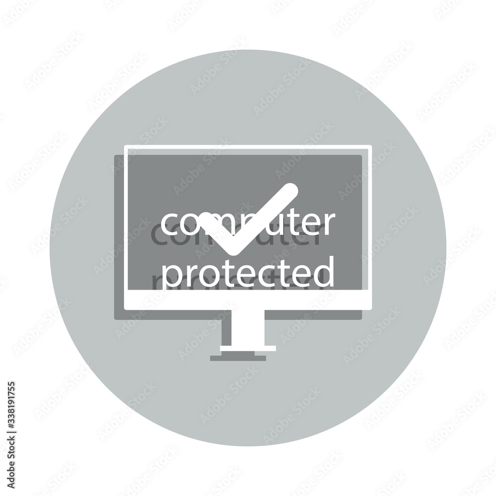 secure computer badge icon. Simple glyph, flat vector of web icons for ui and ux, website or mobile application secure computer badge icon. Simple glyph, flat vector of web icons for ui and ux, website or mobile application