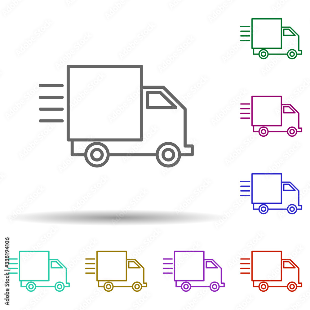 Fast delivery multi color icon. Simple thin line, outline vector of logistics icons for ui and ux, website or mobile application Fast delivery multi color icon. Simple thin line, outline vector of logistics icons for ui and ux, website or mobile application