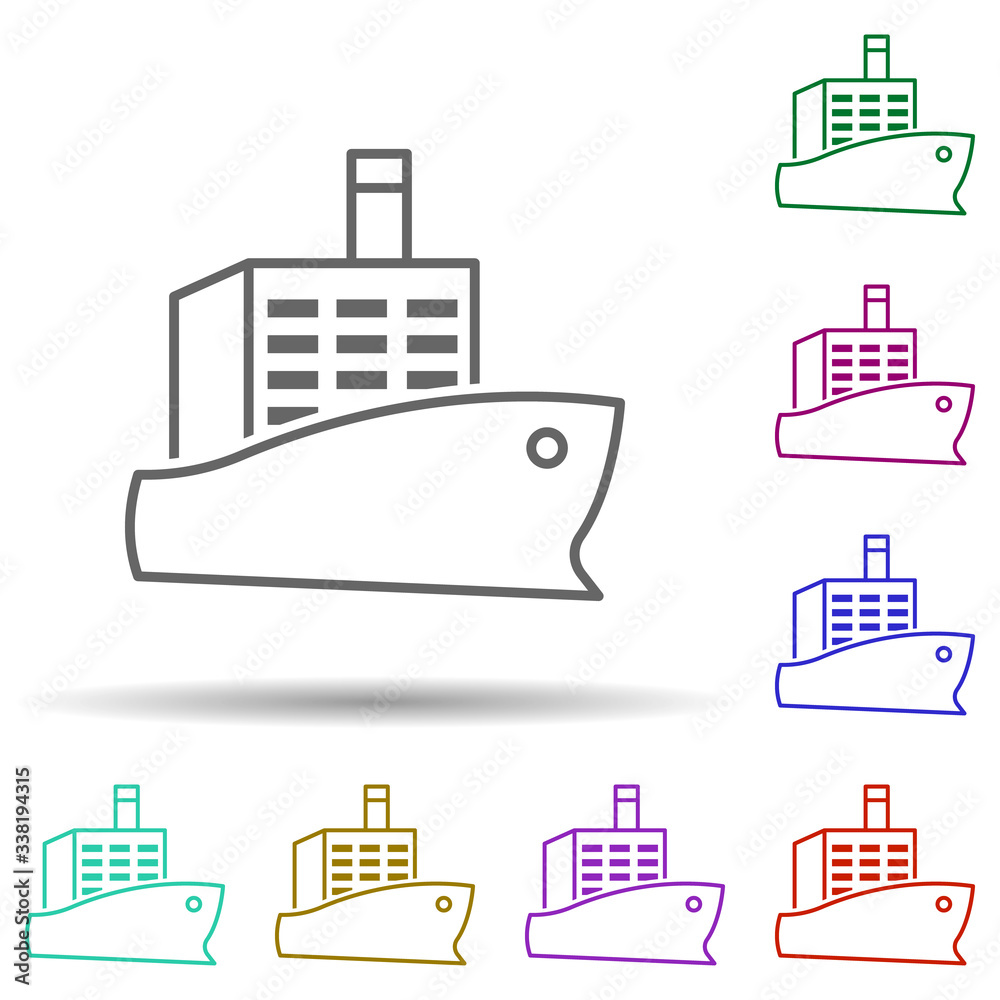 Ship cargo multi color icon. Simple thin line, outline vector of logistics icons for ui and ux, website or mobile application
