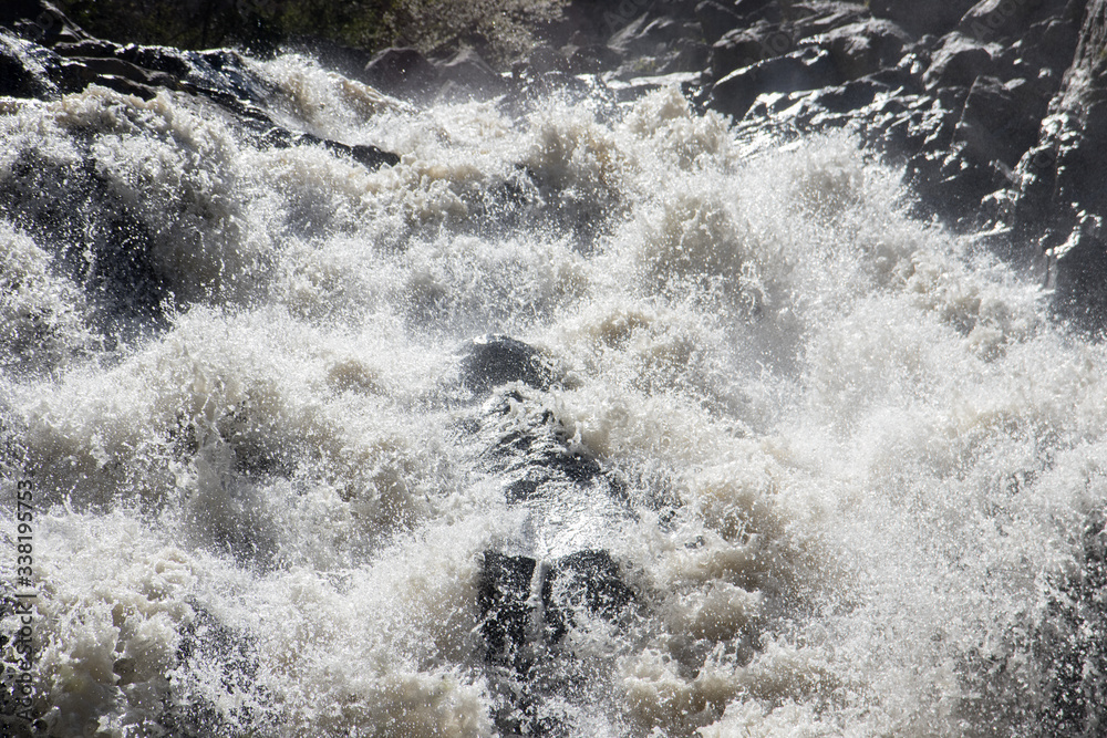 Strong Swollen Mountain River Cascade Strong Swollen Mountain River Cascade