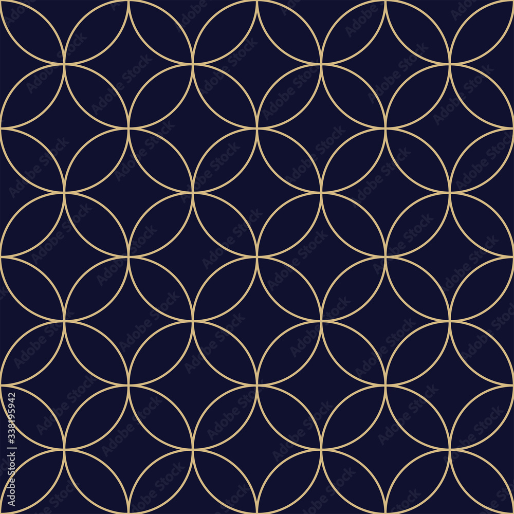 Fototapeta premium Geometric abstract pattern. Seamless vector background. Dark blue and gold texture. Graphic modern pattern