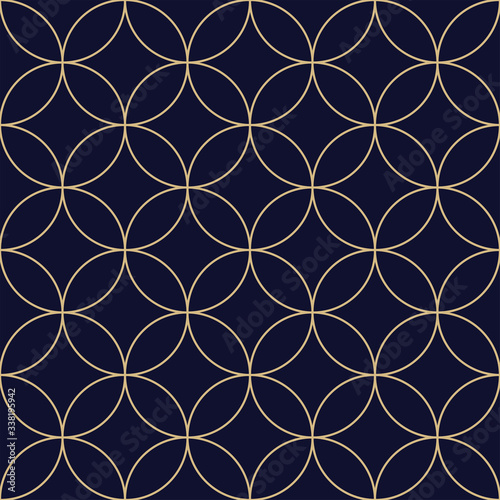 Geometric abstract pattern. Seamless vector background. Dark blue and gold texture. Graphic modern pattern