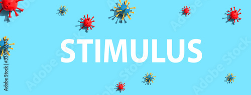 Stimulus theme with virus craft objects - flat lay