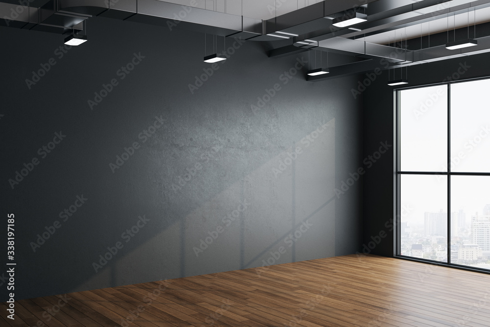 Modern hall interior with empty gray wall Stock Photo | Adobe Stock