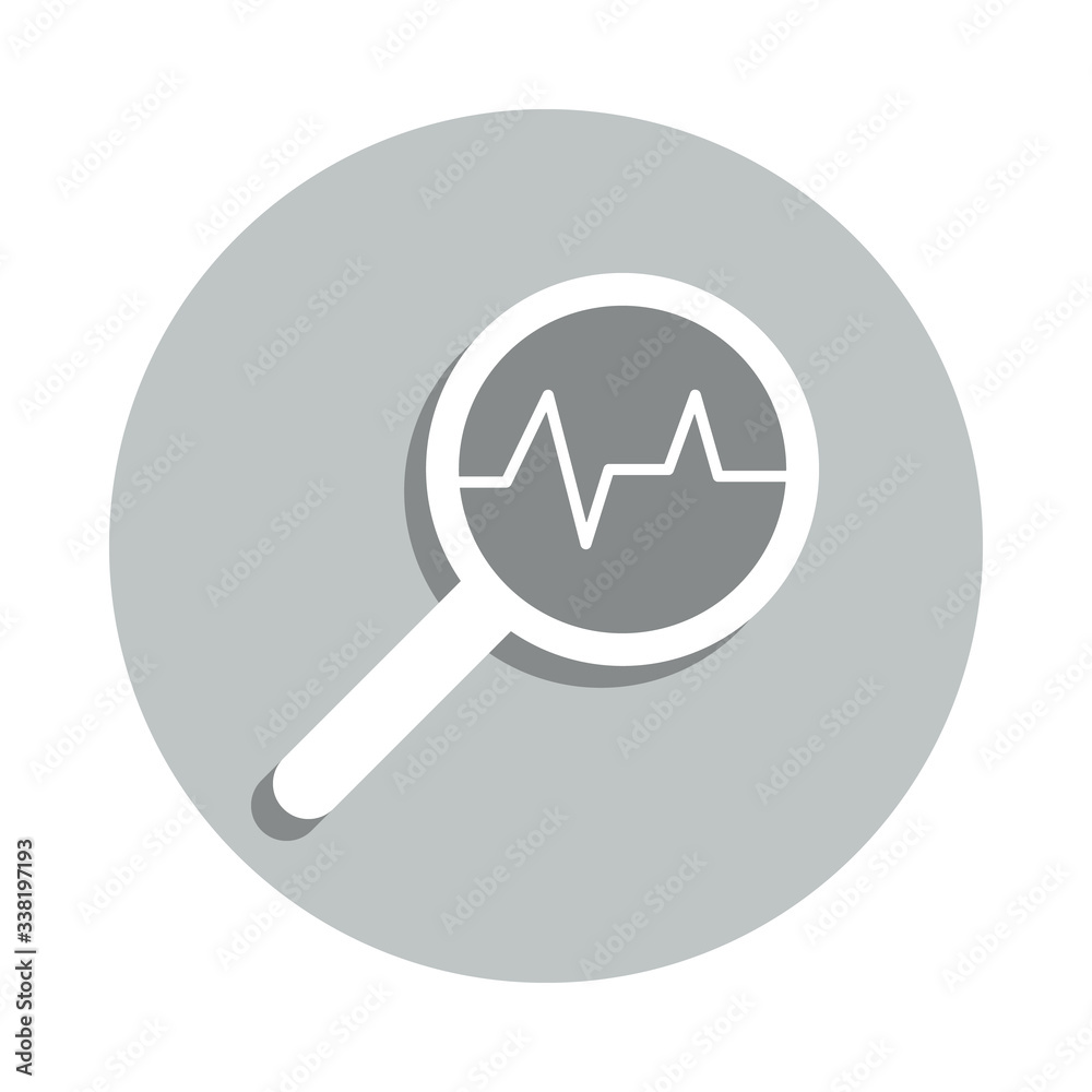 magnifier, cardiogram badge icon. Simple glyph, flat vector of Business icons for ui and ux, website or mobile application magnifier, cardiogram badge icon. Simple glyph, flat vector of Business icons for ui and ux, website or mobile application