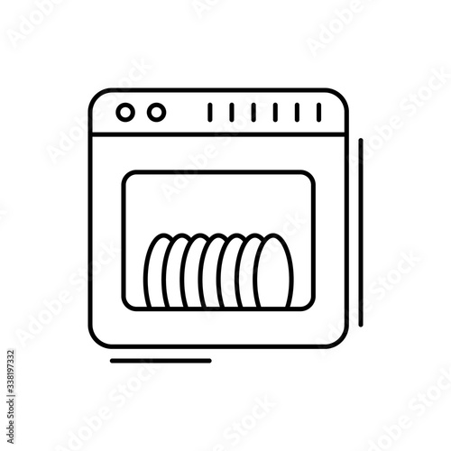 Dishwasher, plates icon. Simple line, outline vector elements of kitchen object for ui and ux, website or mobile application