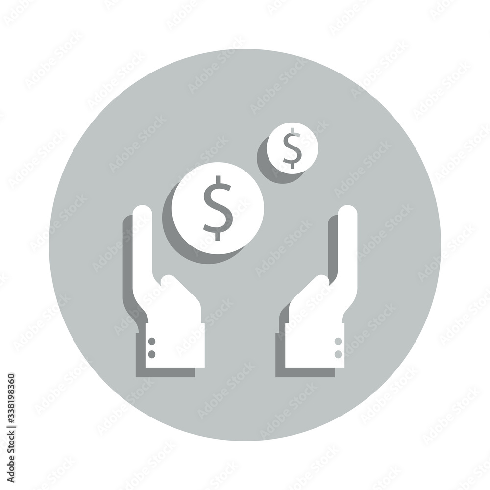 hand, dollar, coin badge icon. Simple glyph, flat vector of Business icons for ui and ux, website or mobile application hand, dollar, coin badge icon. Simple glyph, flat vector of Business icons for ui and ux, website or mobile application