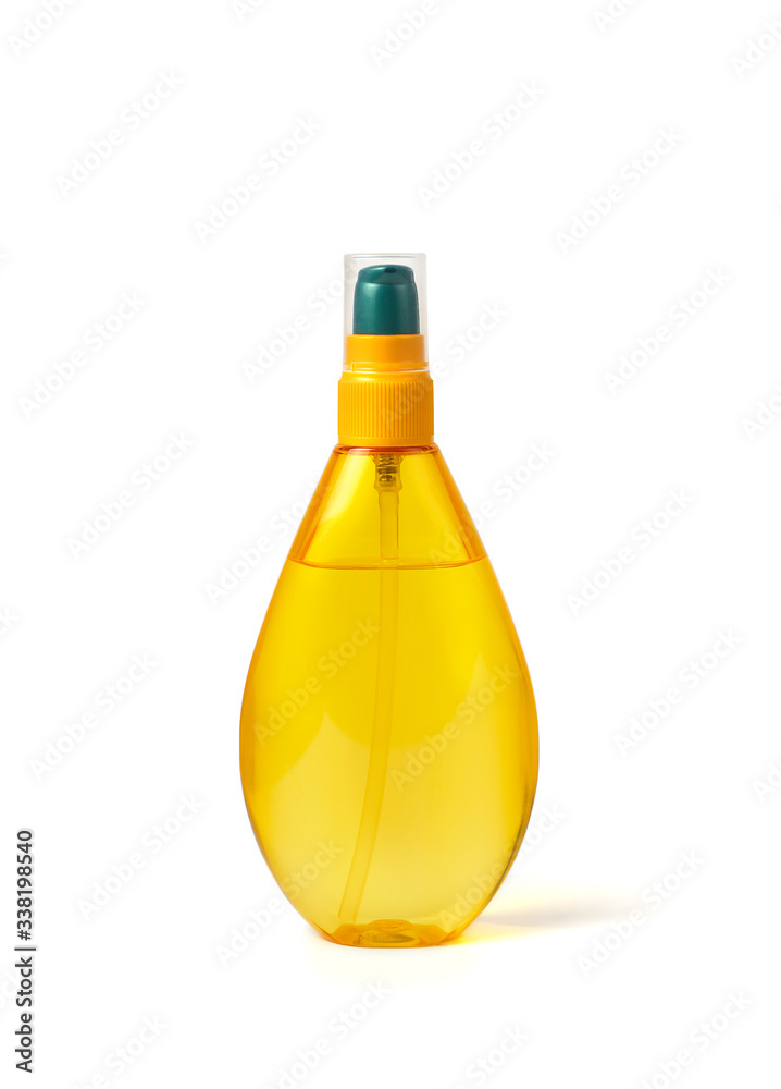 Transparent orange bottle on a white background that can be used for storing: alcohol solutions to protect against viruses and bacteria, gels, sprays, solutions, and cosmological products. For your Transparent orange bottle on a white background that can be used for storing: alcohol solutions to protect against viruses and bacteria, gels, sprays, solutions, and cosmological products. For your