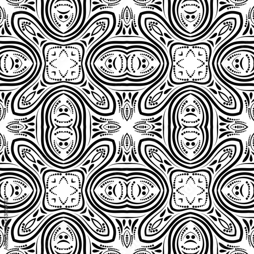 Abstract curly shapes seamless pattern. Swirl background. Ornamental backdrop. Cover  card. Vector illustration. 